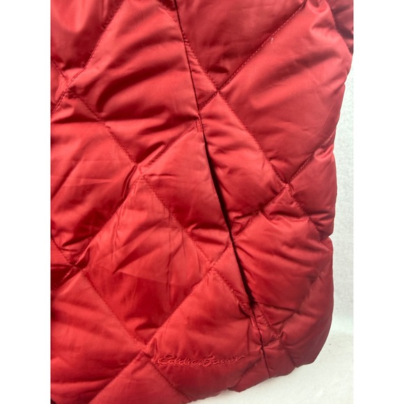 Eddie Bauer Womens Puffer Vest Red Quilted Sleeveless‎ Full Zip Up - Picture 6 of 16